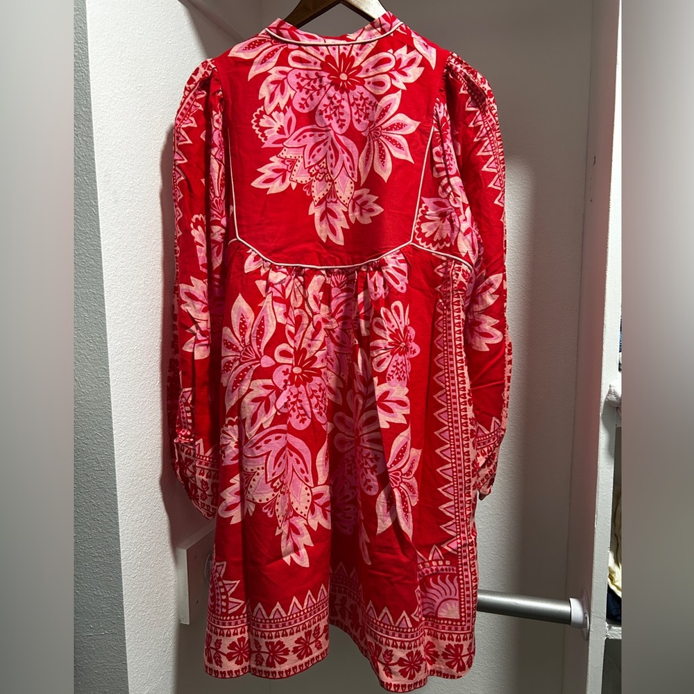 NWT FARM Rio Red and Cream Floral Mini Dress - Picture 4 of 12